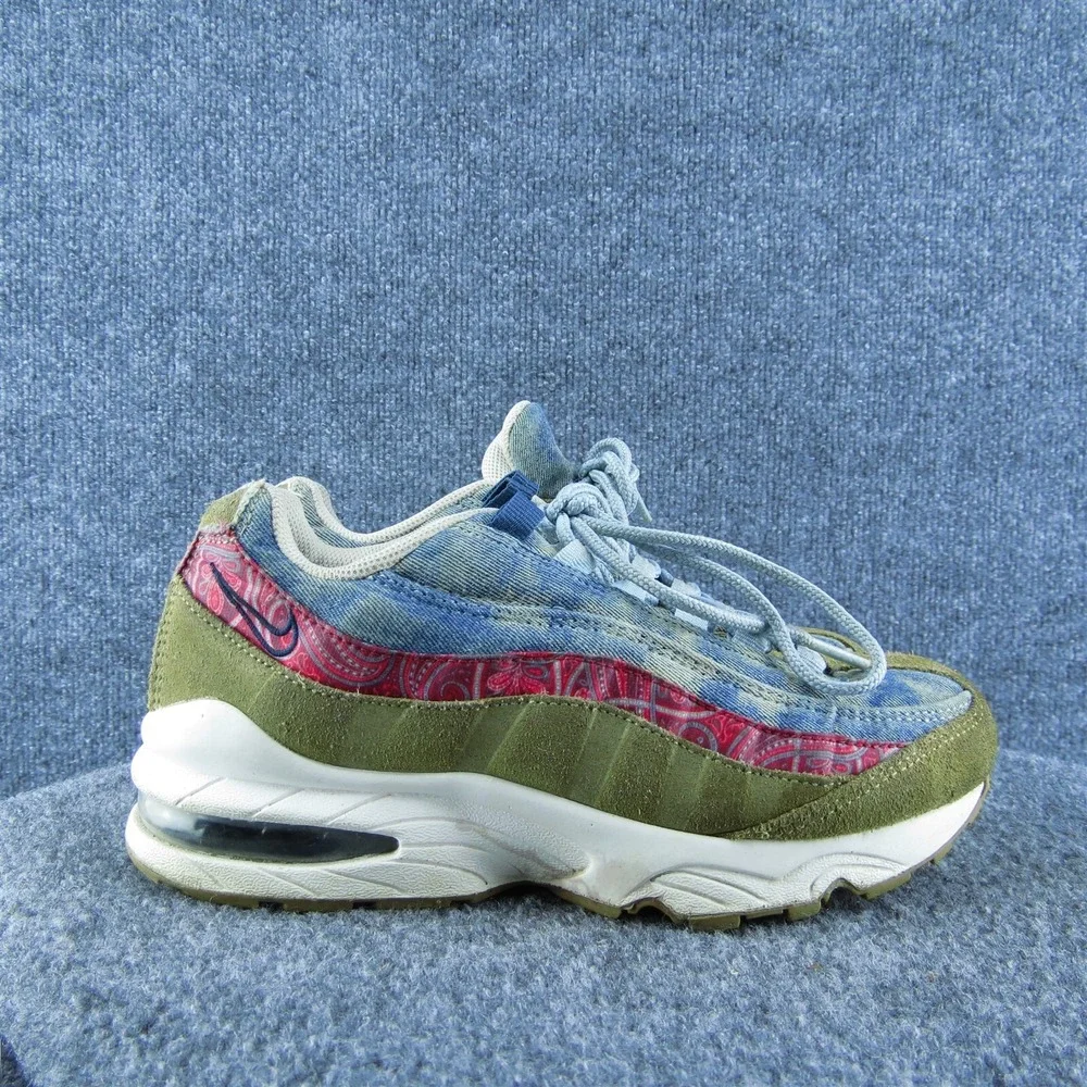 Nike‎ Air Max 95 Wild West Boys Sneaker Size 5Y Casual Blue Denim Red Paisley
